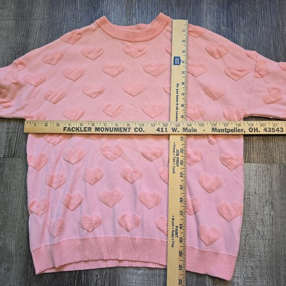Xhilaration Sweater Womens Small Pink Hearts Embossed Textured Love Valentine - Picture 3 of 9